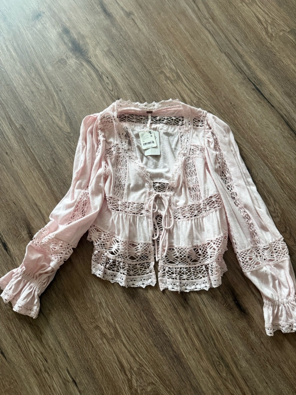 Boho Lace-Trim Pink Women's Top - Free People